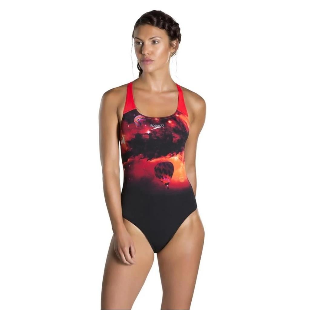 Nieuw Speedo W Spacedust Placement Digital Powerback Badpak, Zwart, Info@allsport-group.com, All Sport NV, Nieuw