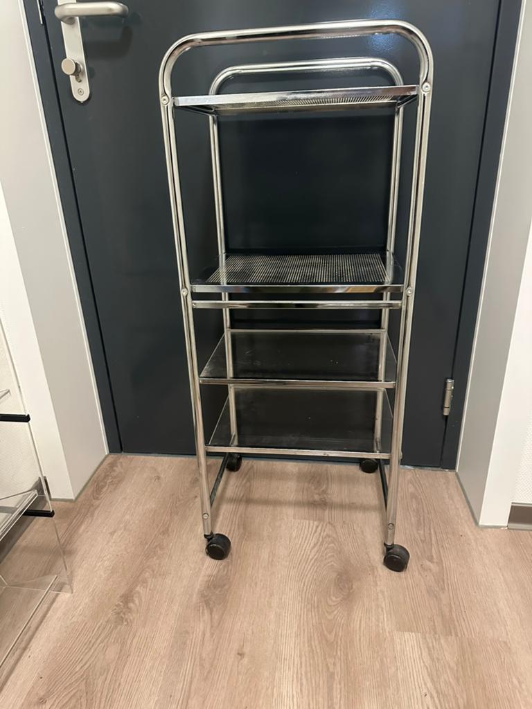 Verrijdbaar serveerwagen/trolley - Chroom en glas, Ophalen, Zo goed als nieuw