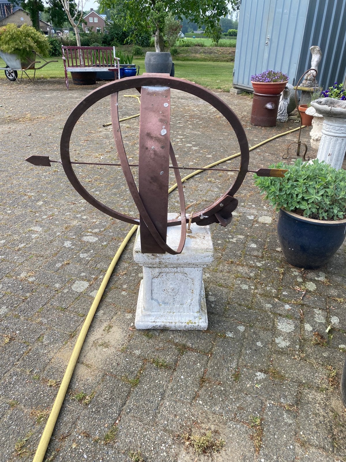 Mooie zware ijzeren zonnewijzer, Ophalen, Gebruikt