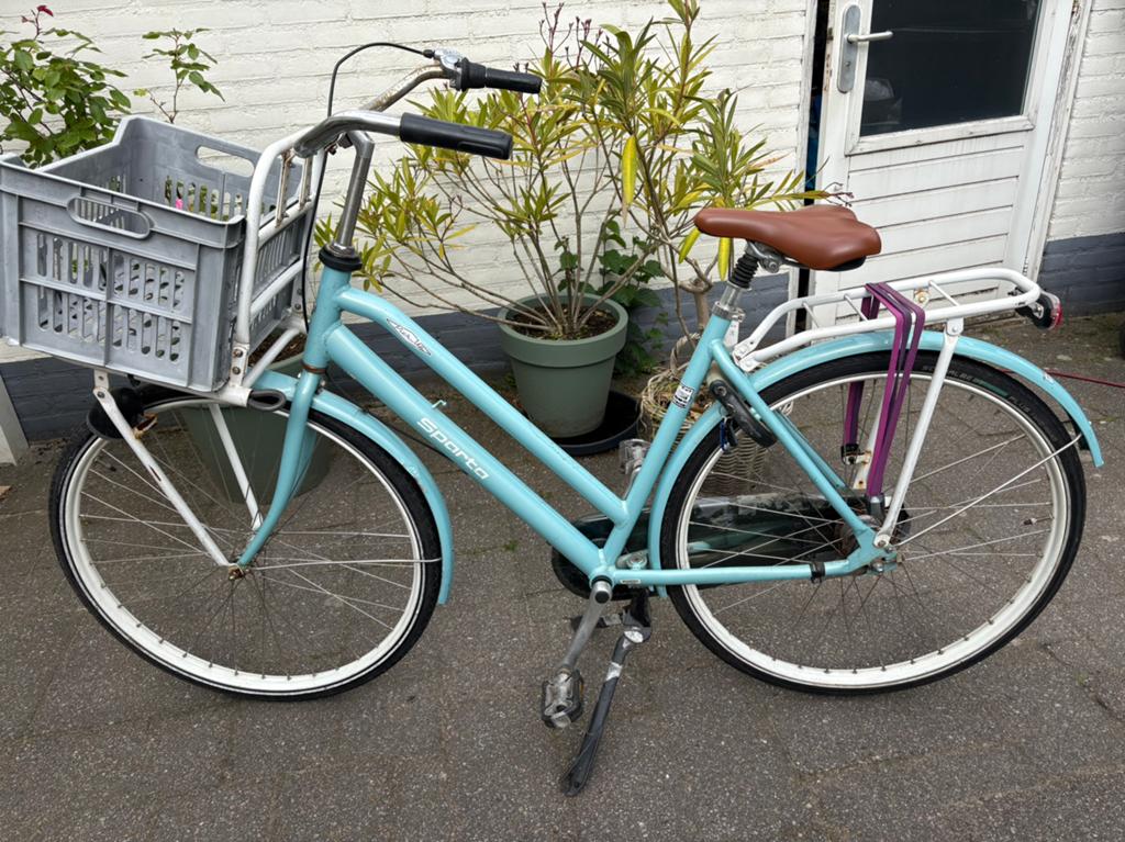 Licht blauwe sparta dames transport fiets 7versn, Ophalen, Terugtraprem, Sparta, 53 tot 56 cm