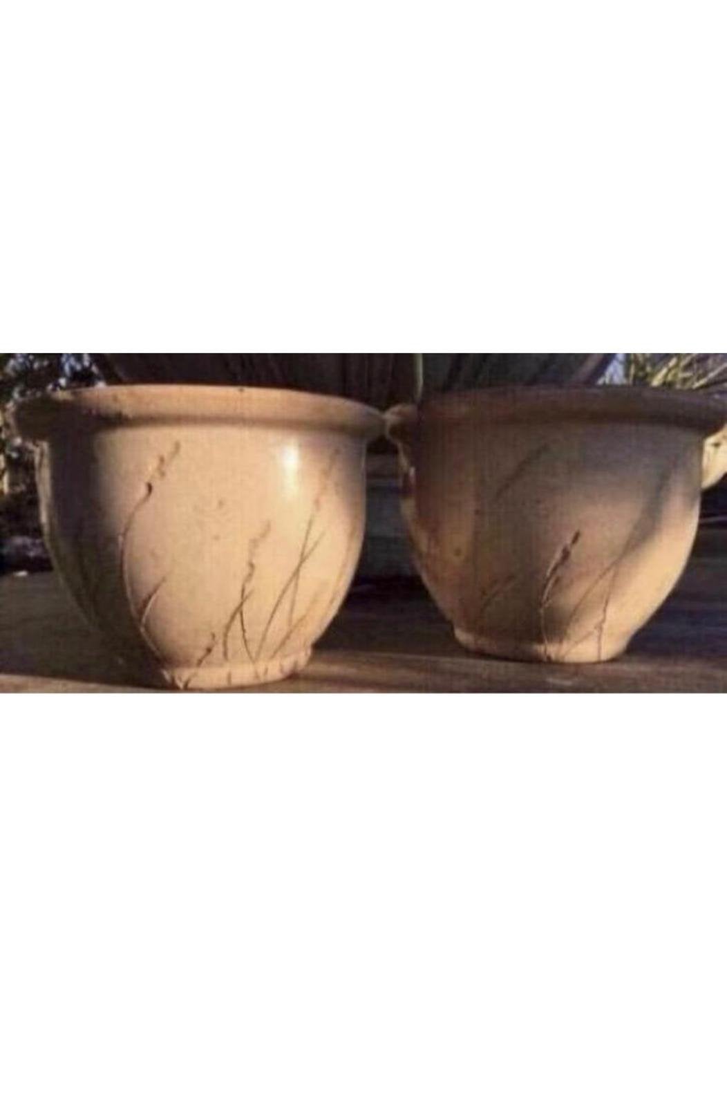 Oud Hollandse terracotta unieke bloempotten beige geglazuurd, Ophalen, Gebruikt, Rond, Balkon