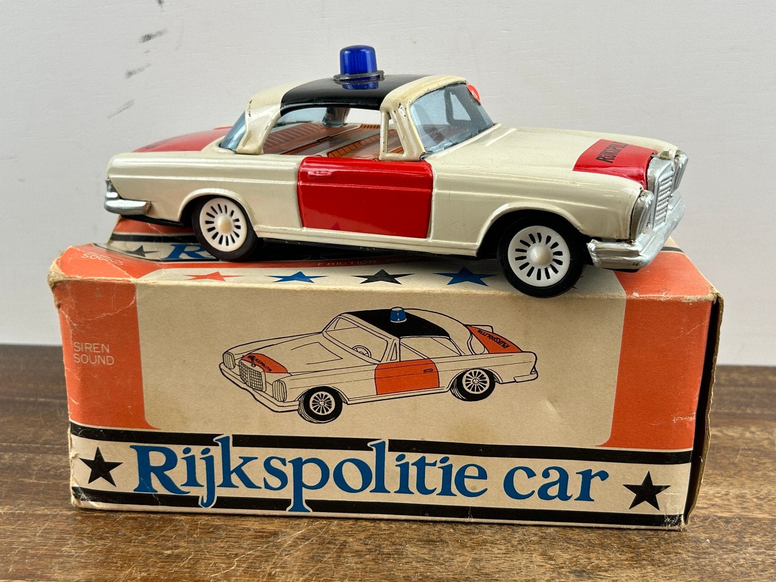 Blikken Mercedes Rijkspolitie Auto made in Korea, Antiek en Kunst, Ophalen of Verzenden