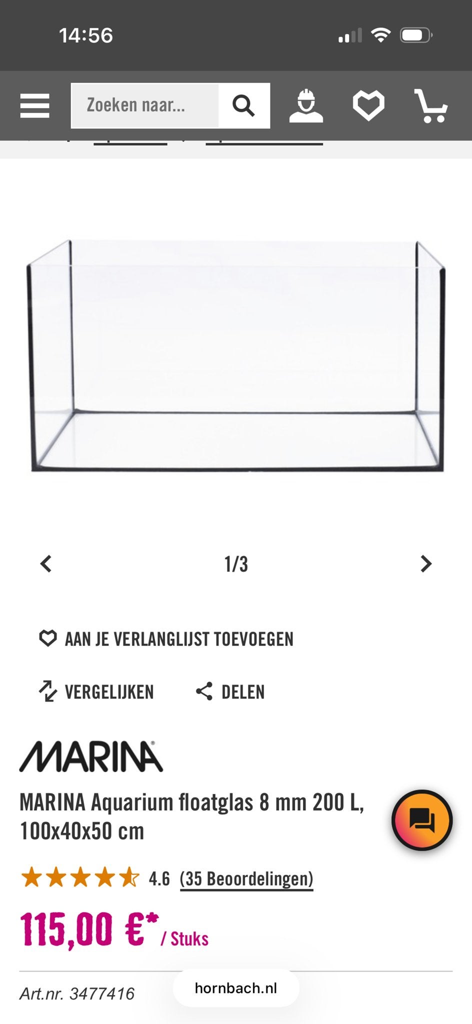 MARINA Aquarium floatglas 8 mm 200 L, 100x40x50 cm, Ophalen, Zo goed als nieuw, Leeg aquarium, Overige merken