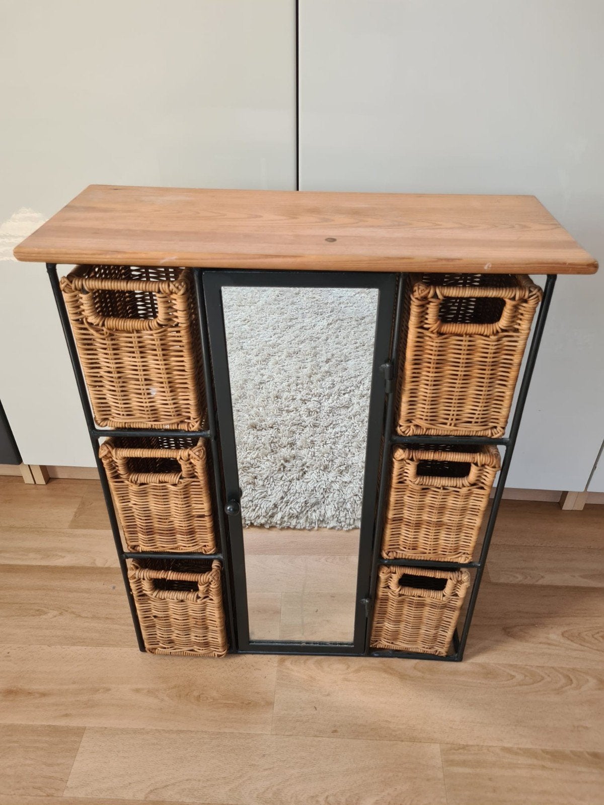 Rotan ladekast met spiegel bohemian stijl, Gebruikt, 5 laden of meer, Overige materialen, 50 tot 100 cm