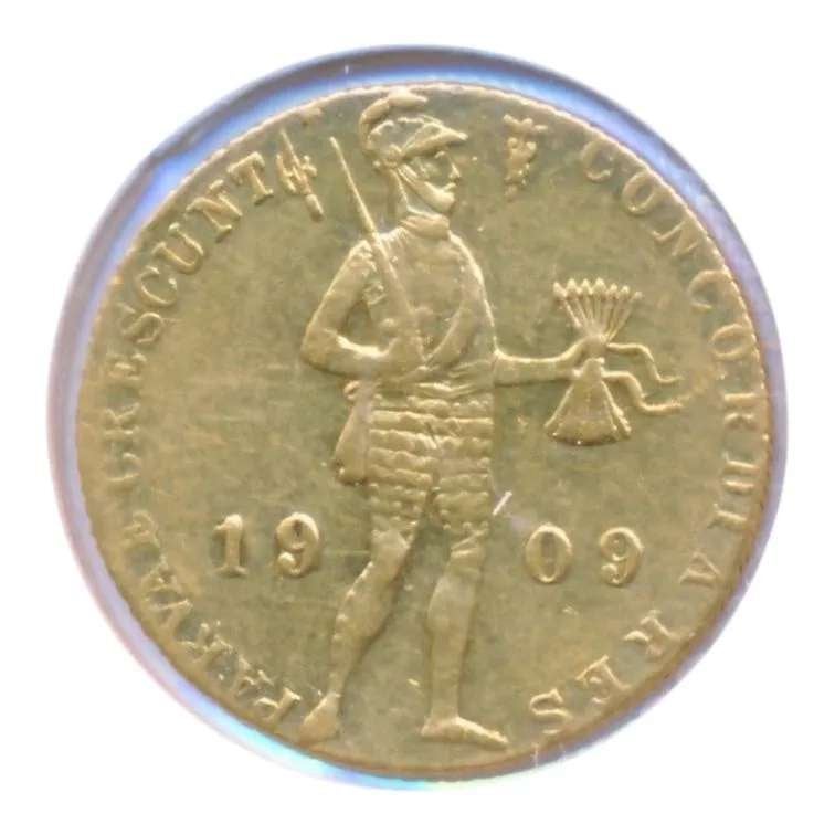 Nederland Gouden Dukaat 1909, Ophalen of Verzenden, Goud