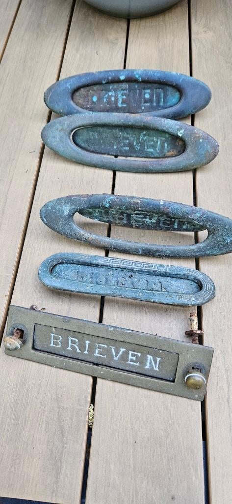 Antieke koperen brievenbus brievenbusklep, Ophalen of Verzenden