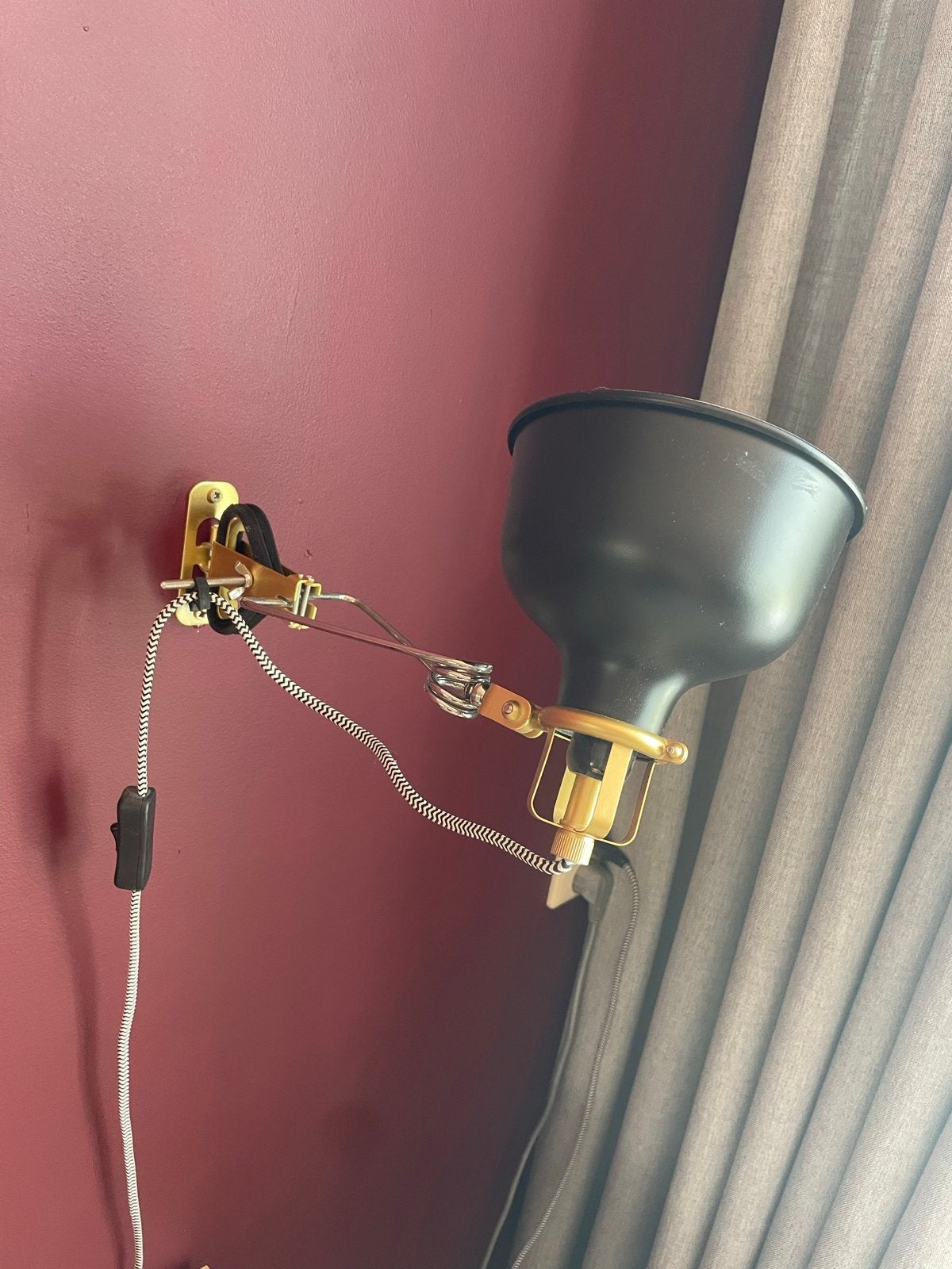 IKEA RANARP verstelbare wandlamp - Zwart/Goud, Ophalen, Gebruikt, Zwart, IKEA