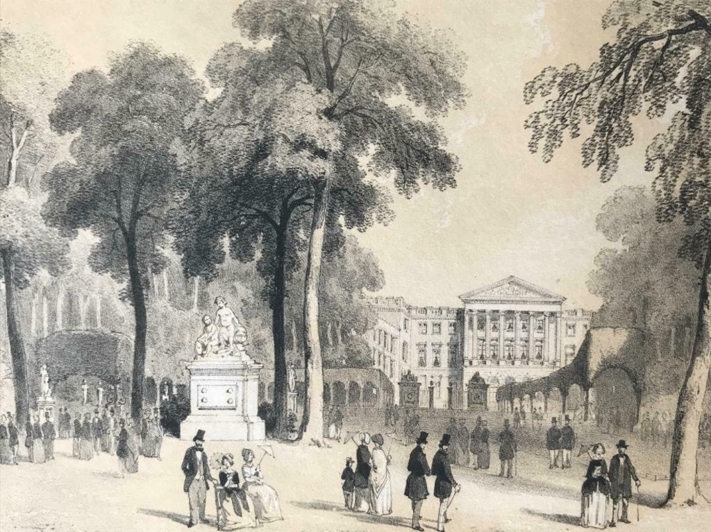 1850 - Le Parc et le Palais de la Nation Bruxelles - P0407, Ophalen of Verzenden, Ets, 1800 - 1899