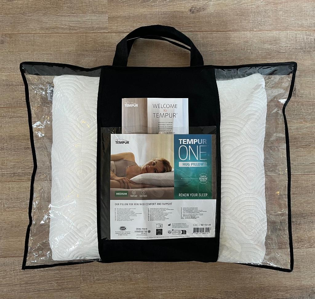 Hoofdkussen TEMPUR One Hug met 2 moltons, Eenpersoons, Verzenden, Wit, Nieuw