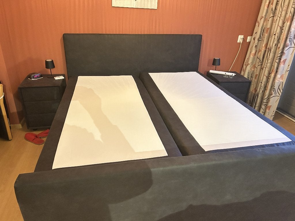 Box spring matrassen  en splittopper kleur bullit Antraciet, Huis en Inrichting, Ophalen, Gebruikt, Tweepersoons, Matras