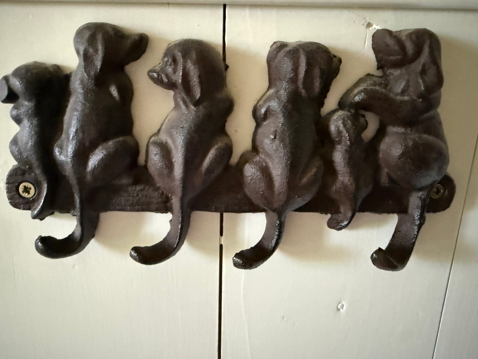 Ijzeren kapstokje hondjes, Huis en Inrichting, Zo goed als nieuw, Minder dan 100 cm, Metaal, Ophalen