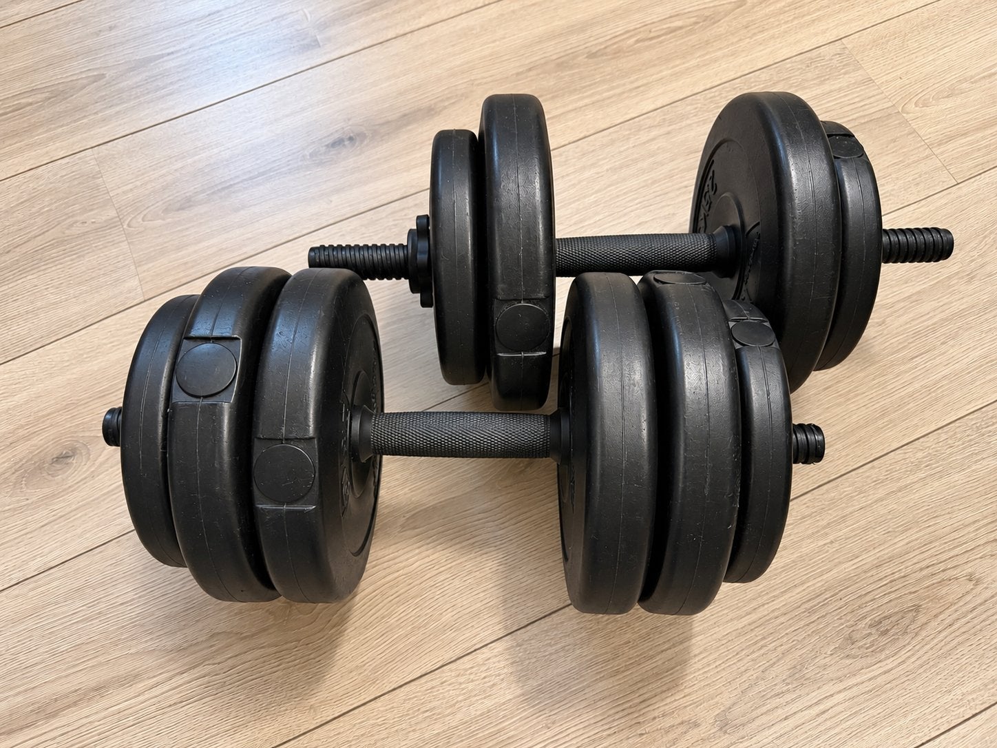 Verstelbare dumbbellset – 20 kg gewichten – 2 halters, Sport en Fitness, Ophalen, Gebruikt, Armen, Halterset