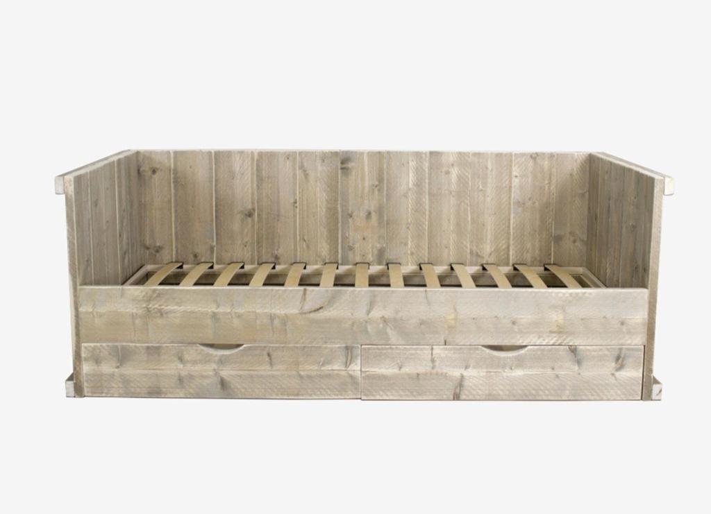 Eenpersoonsbed 90x200 met nachtkastje, Ophalen, 90 cm, Eenpersoons, Wit