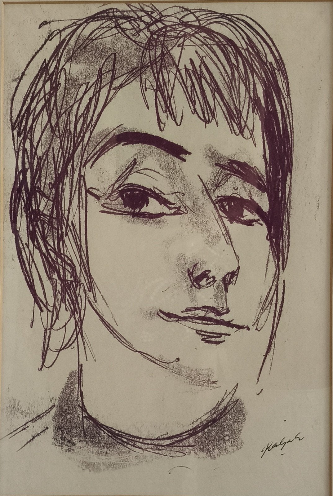 Houtskool portret van Ralph Prins, Antiek en Kunst, Ophalen of Verzenden, Houtskooltekening, Handgemaakt