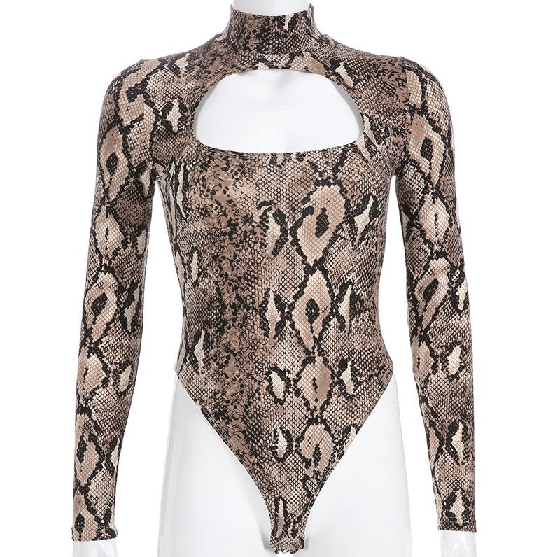 Slangen bodysuit jumpsuit bodycon romper dames vrouwen, Maat 38/40 (M), Verzenden, Nieuw, Overige thema's