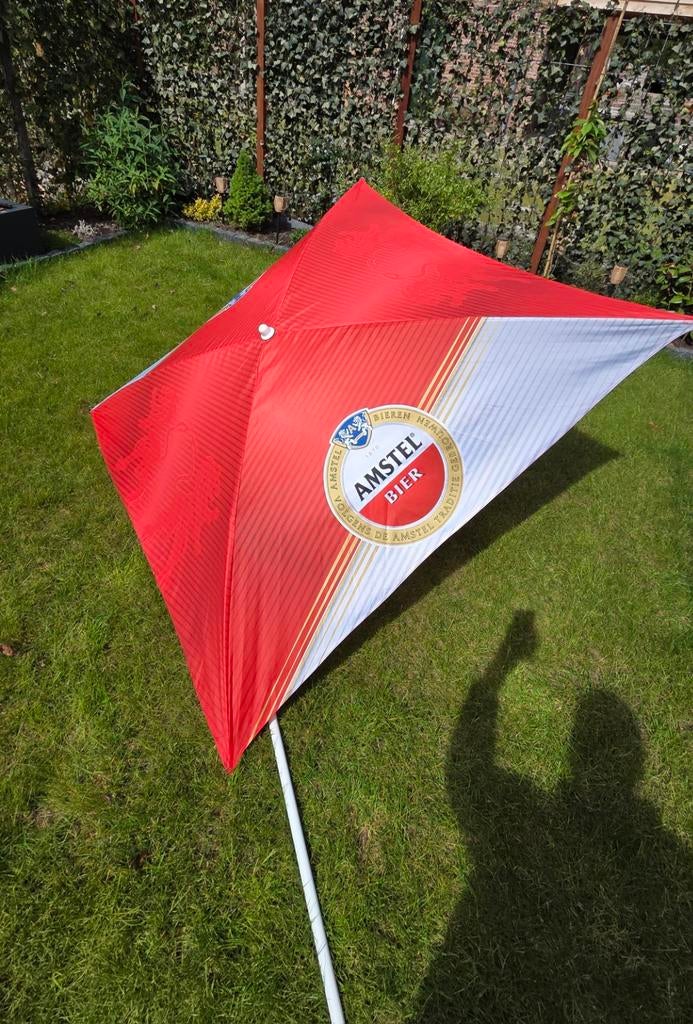 Amstel Bier Strandparasol - Compact en Kantelbaar, Ophalen, Kantelbaar, Zo goed als nieuw, 1 tot 2 meter
