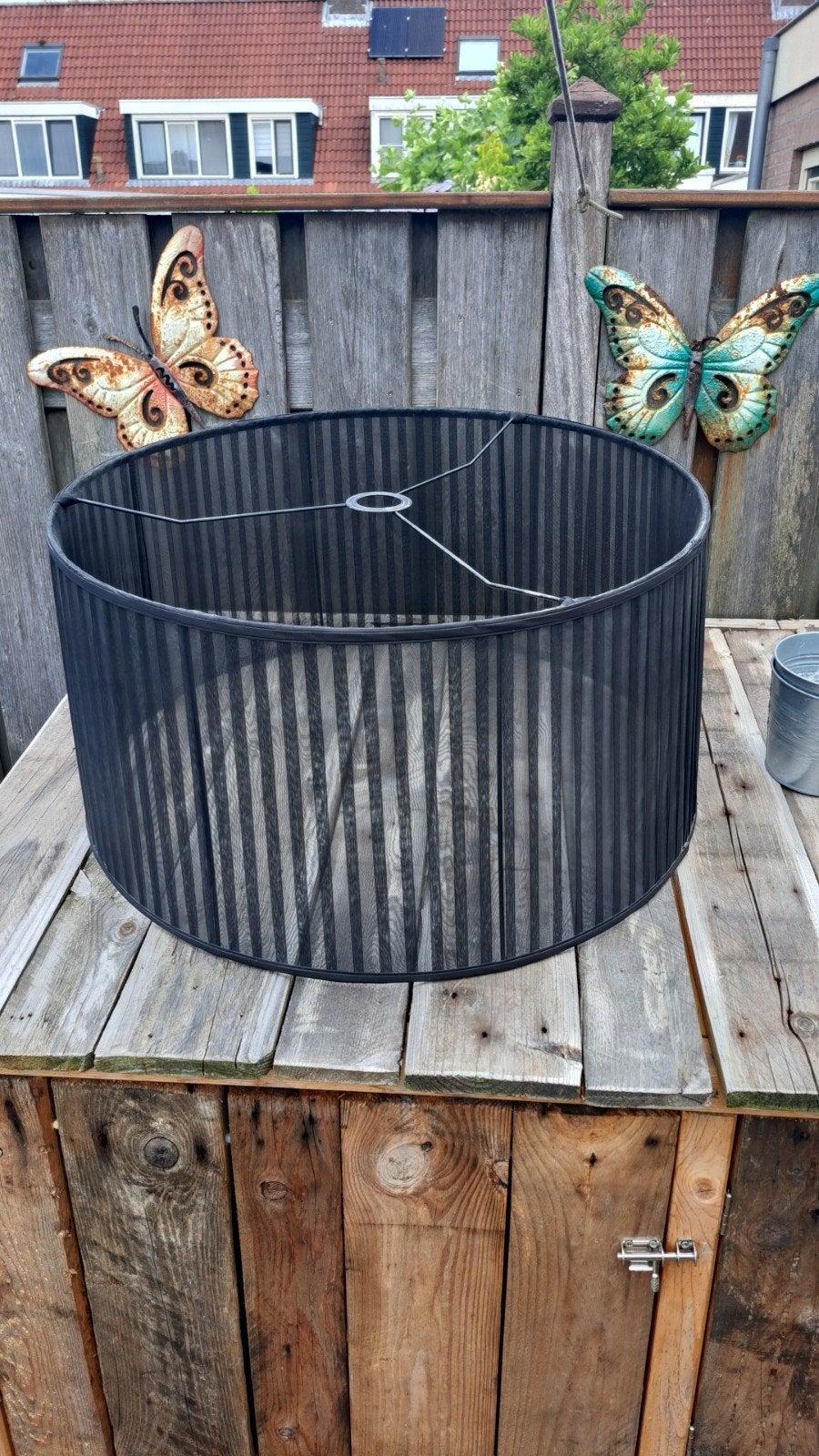 Zwarte ronde lampenkap. Dia 60cm, Ophalen, Gebruikt, Zwart, Rond