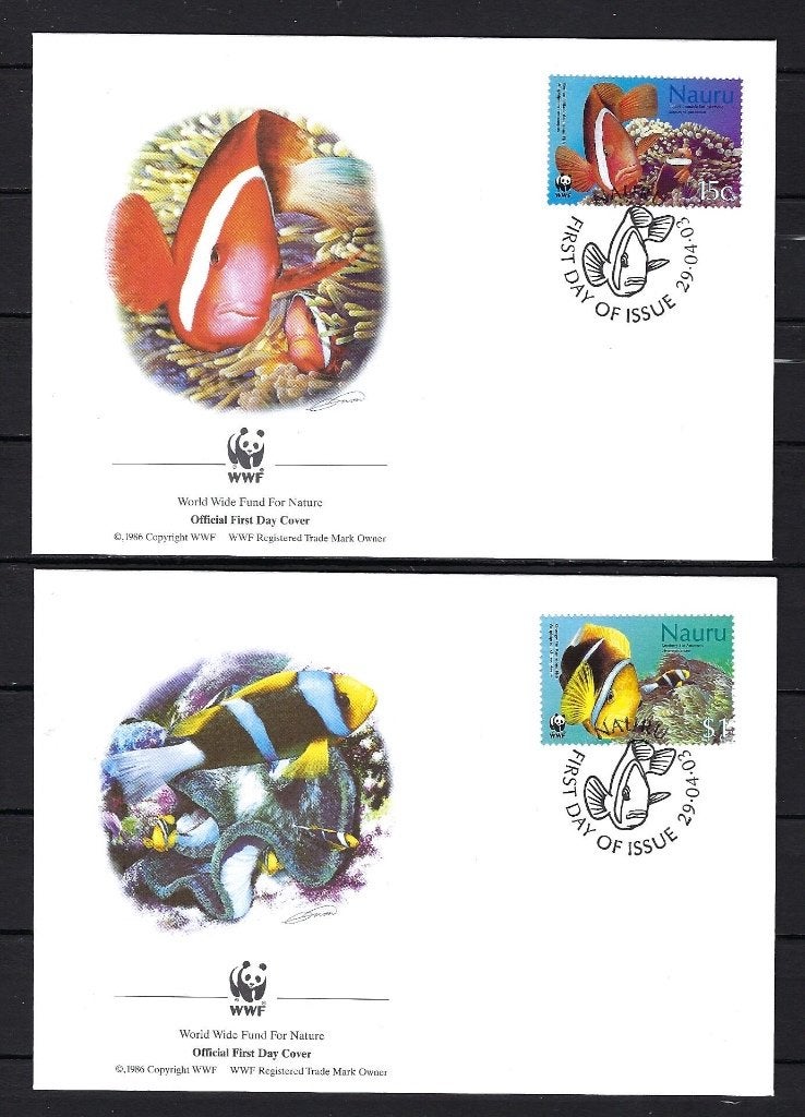 WWF Nauru 4x FDC Mi. 553/556  (Vissen), Ophalen of Verzenden, Dier of Natuur