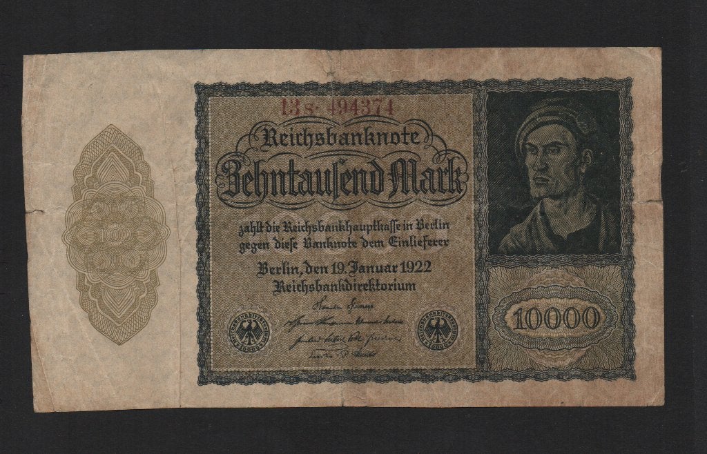 Duitsland 10000 Mark Bankbiljet 1922 Fraai Biljet, Postzegels en Munten, Ophalen of Verzenden, Duitsland, Los biljet