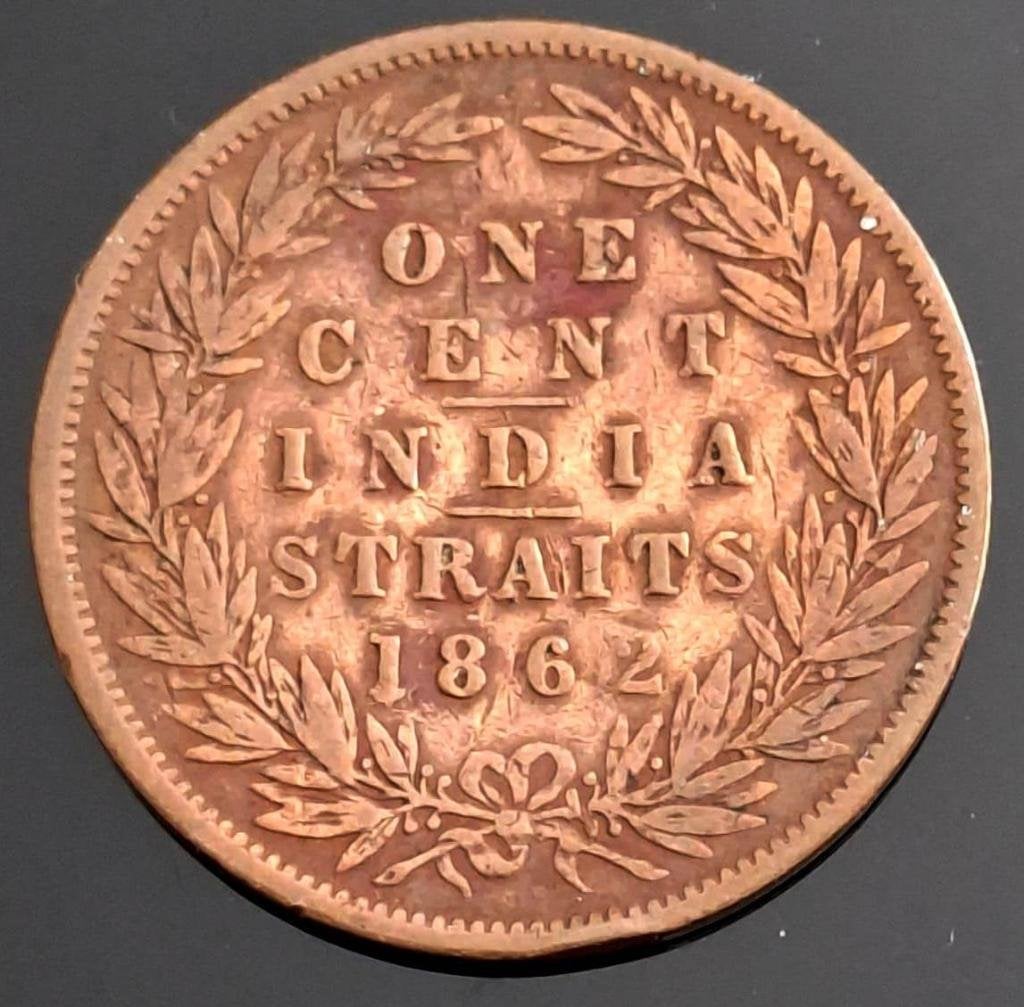 Straits Settlements 1 Cent Queen Victoria 1862, Ophalen of Verzenden, Zuidoost-Azië, Losse munt