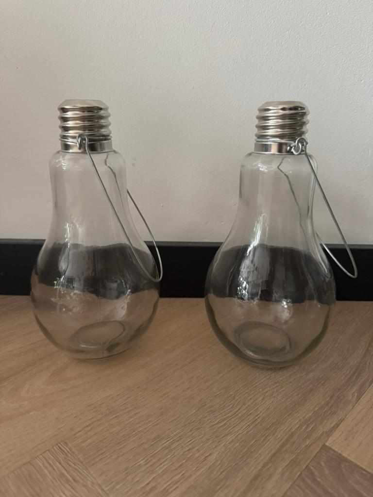 2 stuks hangende vazen gloeilamp, Overige kleuren, Ophalen of Verzenden, Minder dan 50 cm, Glas