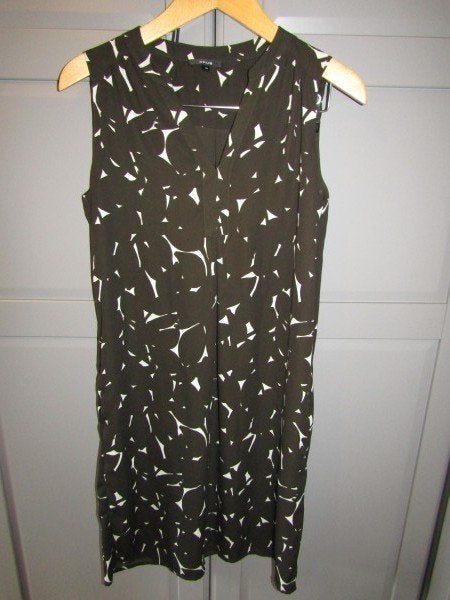 G858 Opus mt 38 jurk zwart wit chiffon model Wemka botanical, Kleding | Dames, Jurken, Maat 38/40 (M), Verzenden, Zwart, Zo goed als nieuw