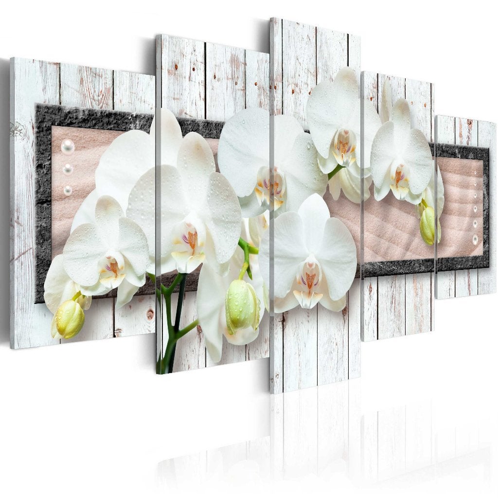 342 Orchidee Hout XXL 5 Luik Canvas Schilderij 200x100cm, Ophalen of Verzenden