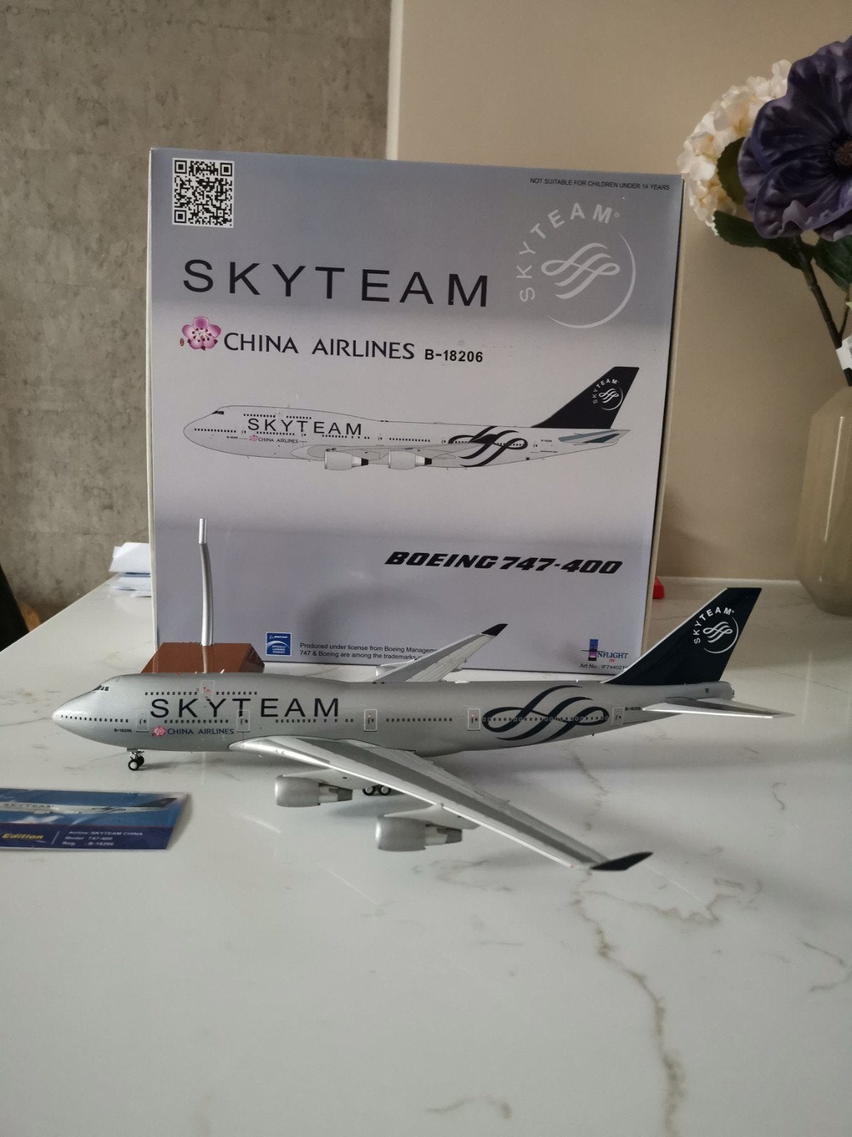 China Airlines B747-400 'Skyteam' Inflight200 1:200 B-18206, Overige merken, 1:200 of kleiner, Nieuw, Ophalen of Verzenden
