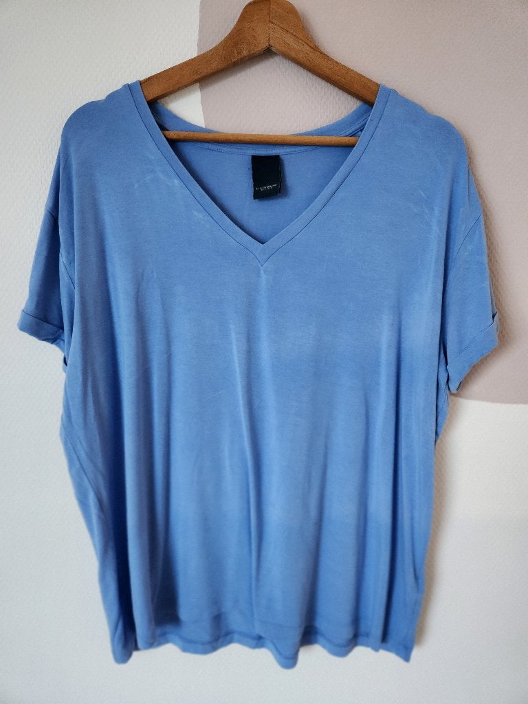 One Two & Luxzuz blauw shirt - XL, Blauw, Ophalen of Verzenden, Korte mouw, Gedragen