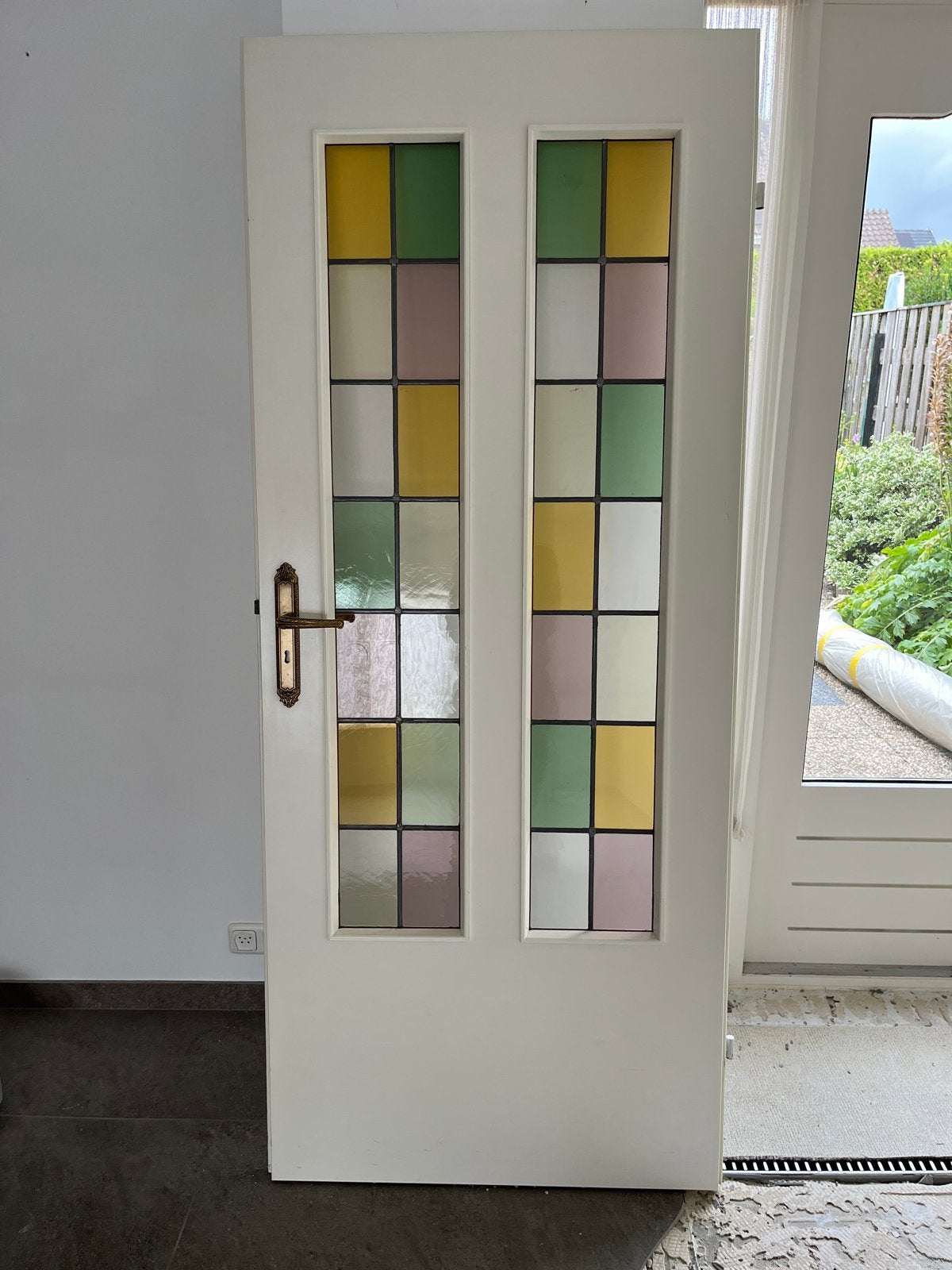 Opdek binnendeur met glas-in-lood, 201x83x4cm, Ophalen, Gebruikt, 80 tot 100 cm, Binnendeur