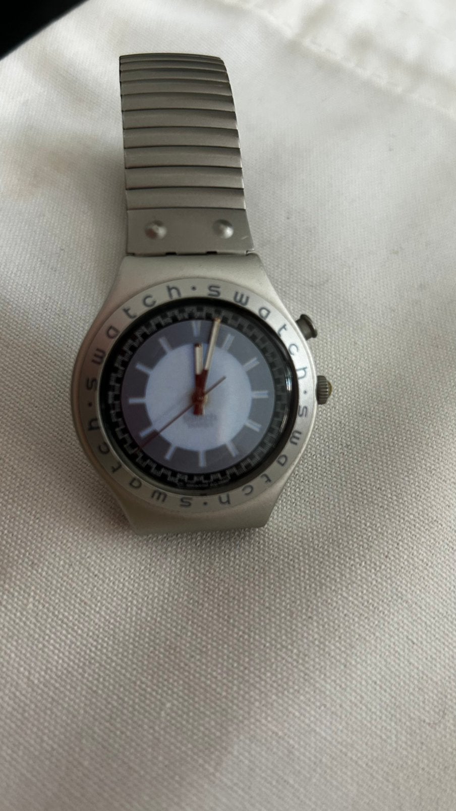 Swatch Irony Loomi horloge met verlichting, Sieraden, Tassen en Uiterlijk, Horloges | Heren, Ophalen, Gebruikt, Staal, Polshorloge