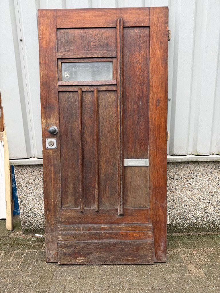 Prachtige massief eiken voordeur jaren 40-50, La belle porte, Jurgen.hoogenboezem@gmail.com, 80 tot 100 cm, Ophalen of Verzenden