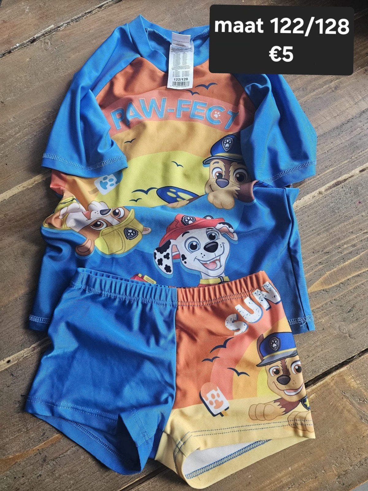 Paw Patrol zwemkleding set maat 122/128, Kinderen en Baby's, Ophalen of Verzenden, Zo goed als nieuw, Jongen
