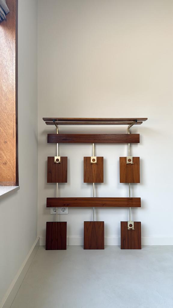Vintage teak houten wandkapstok, Gebruikt, 100 tot 150 cm, Nvt, Nvt