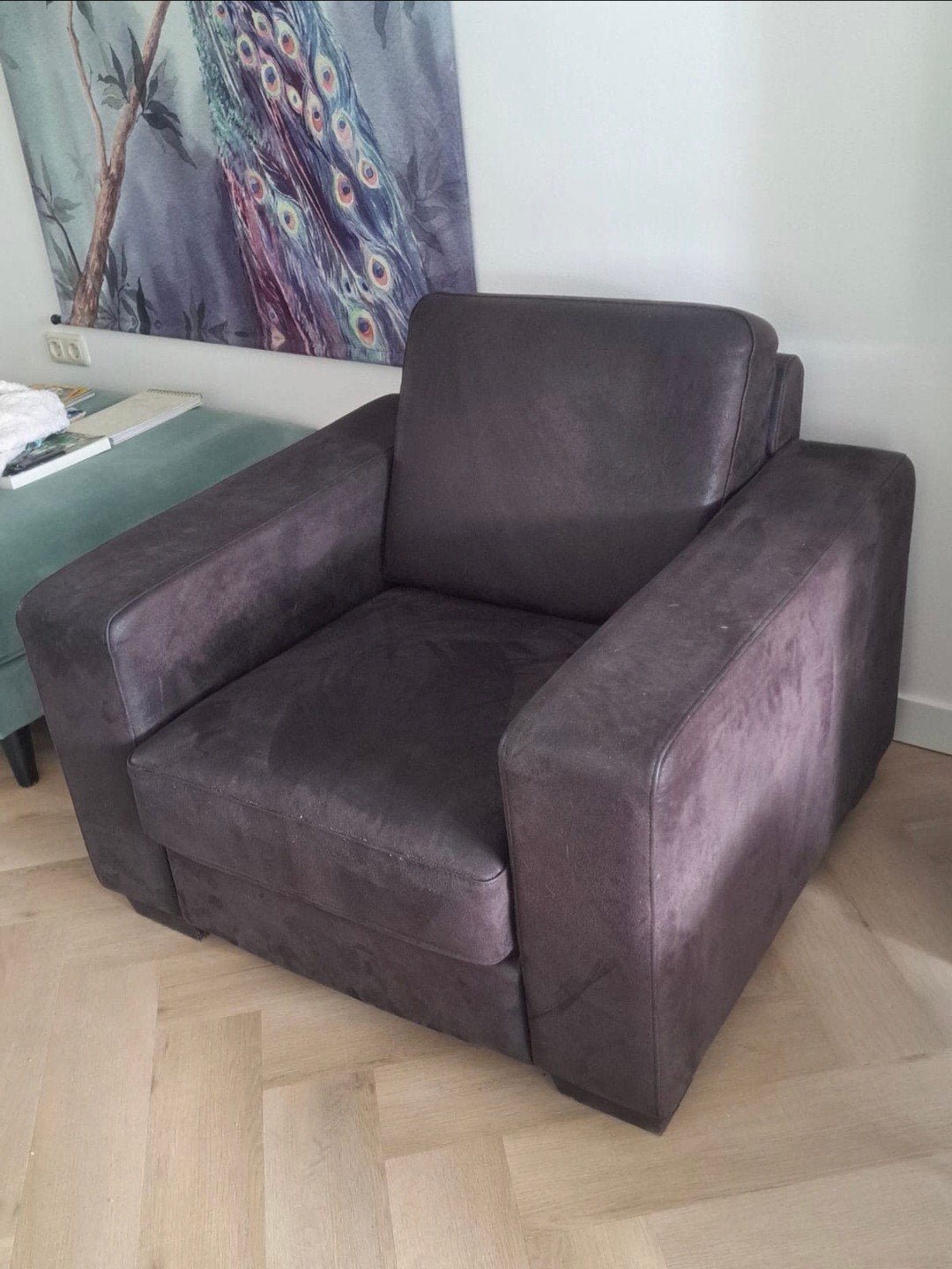 Prachtige zwarte leren fauteuil!, Ophalen, Gebruikt, 50 tot 75 cm, Leer