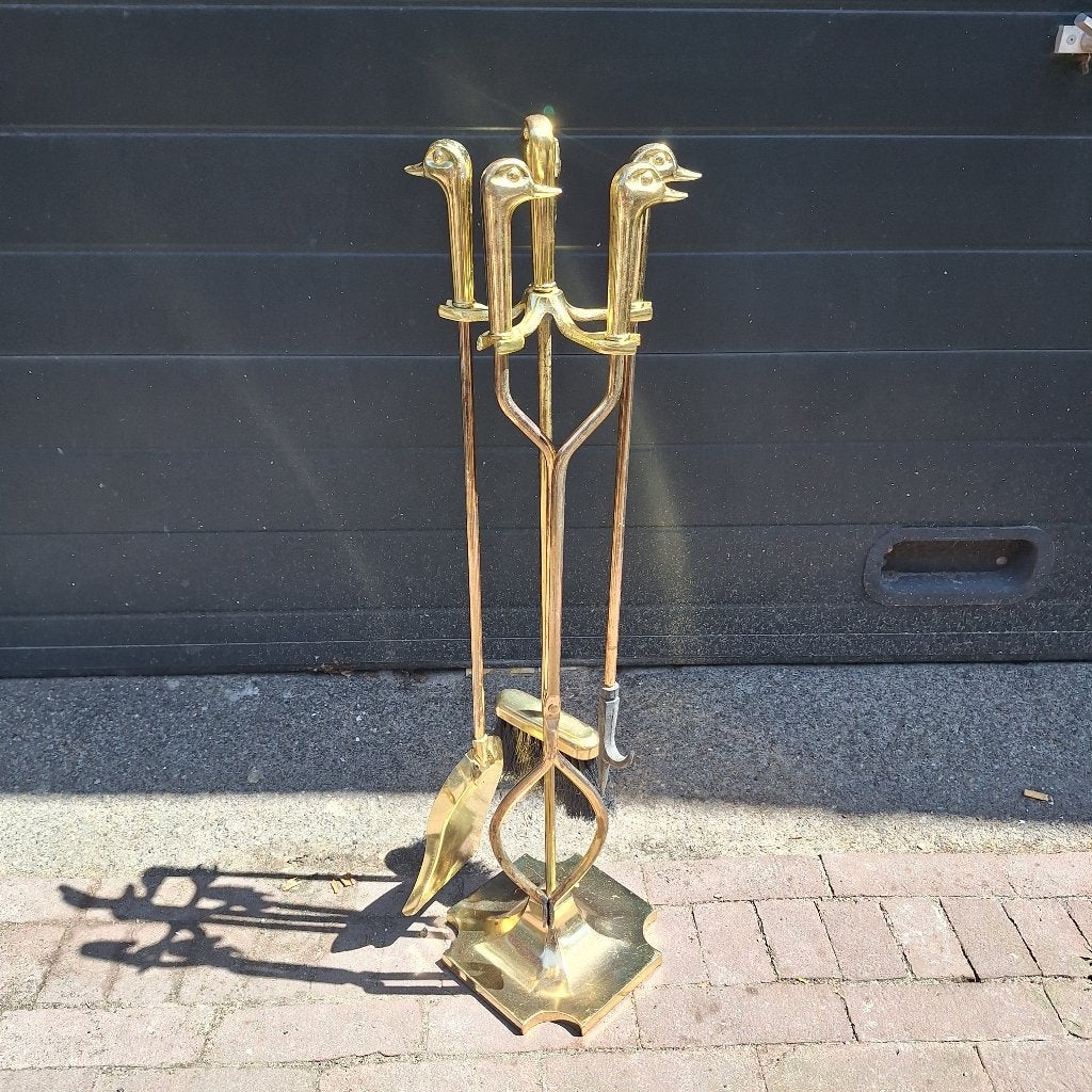 Vintage Messing Haardset met Eendenkoppen, Ophalen, Gebruikt, -, -