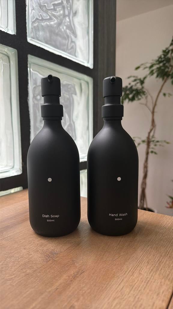 2x zeeppomp glas design kuishi home hand wash soap despenser, Ophalen of Verzenden, Zo goed als nieuw, Overige materialen