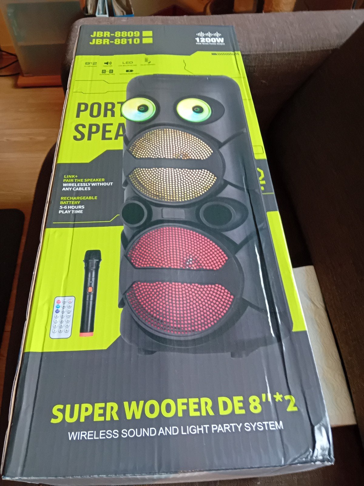 JBR-8809 Party Speaker met LED-verlichting en microfoon, Audio, Tv en Foto, Luidsprekers, Party speaker, Nieuw, Ophalen of Verzenden