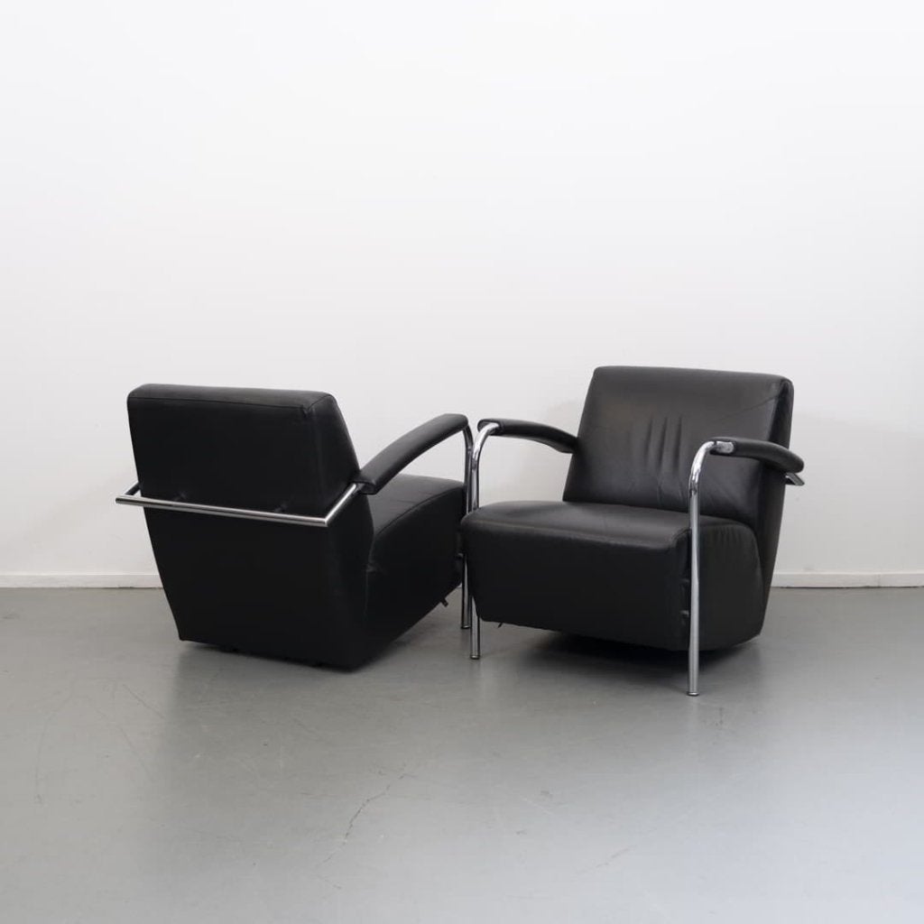 Leolux Scylla Laag Fauteuil Zwart Leer, Niet ingevuld, Gebruikt, Niet ingevuld, Niet ingevuld