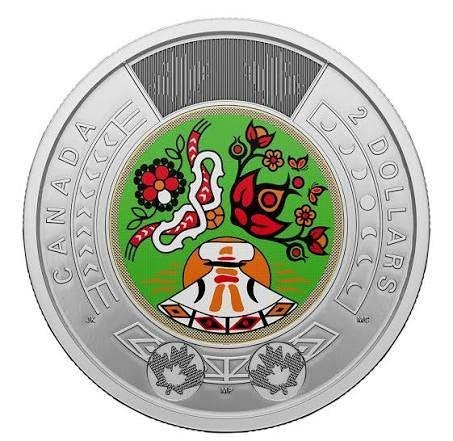 Canada - Color 2 dollar 2023 - National Indigenous, Verzenden, Noord-Amerika, Losse munt