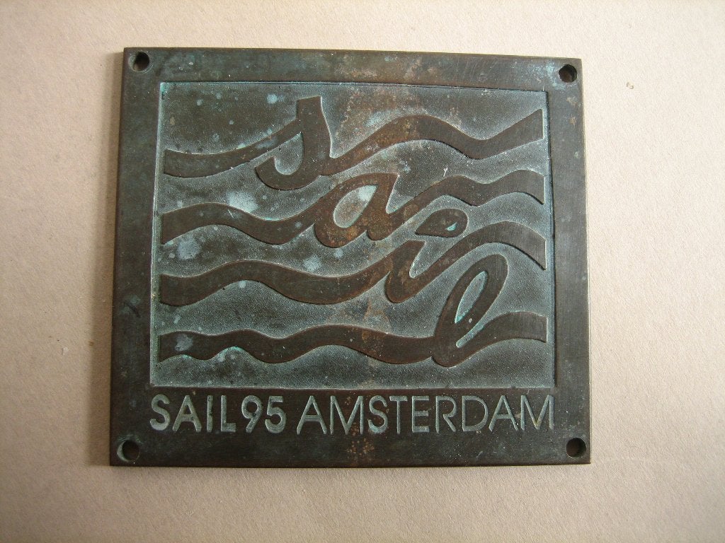 Plaquette brons Sail 1995 Amsterdam maritiem evenement, Ophalen of Verzenden