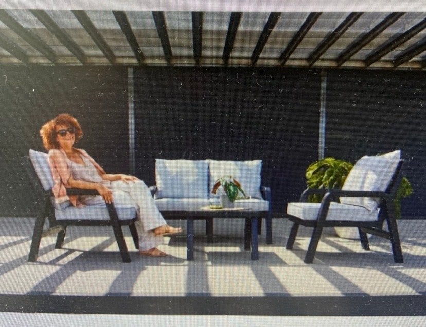 Hartman Ibiza Loungeset - Zwart kunststof met grijze kussens, Ophalen, 4 zitplaatsen, Kunststof, Zo goed als nieuw