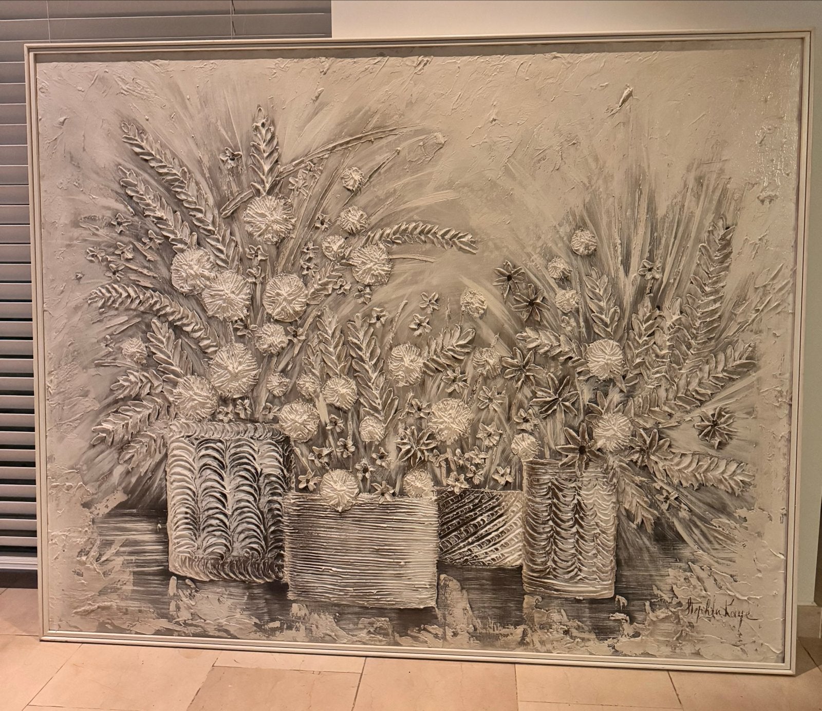 Uniek 3D bloemenschilderij Stephen Kaye (155x125cm), Antiek en Kunst, Ophalen, 3D-effect, Olieverf, Bloemen