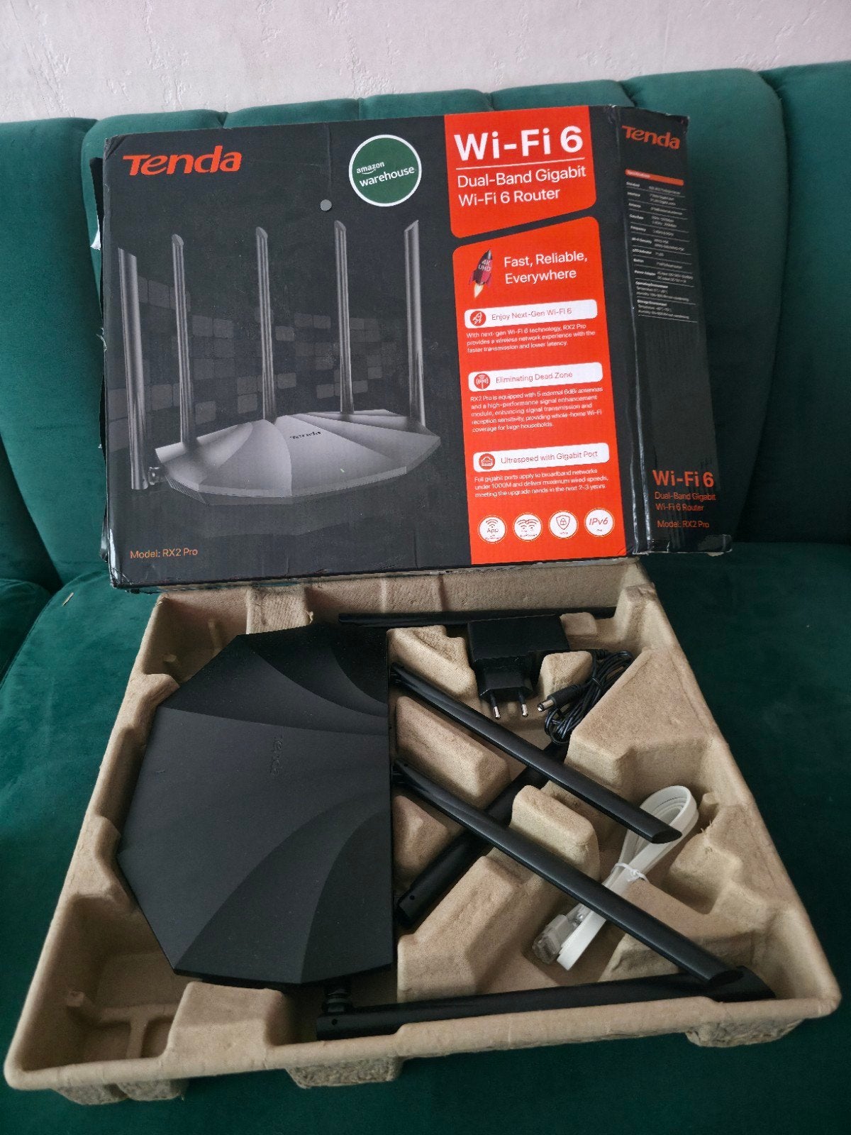 Tenda RX2 Pro Wi-Fi 6 Dual-Band Gigabit Router (AX1500) - Ni, Ophalen, Nieuw, Rvs of Chroom