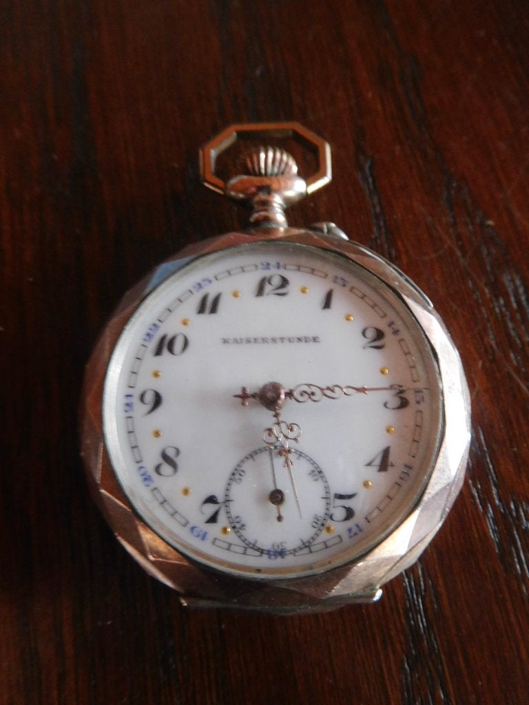 Zakhorloge Kaiserstunde, Sieraden, Tassen en Uiterlijk, Horloges | Antiek, Overige merken, Zakhorloge, 1900 tot 1930, Verguld