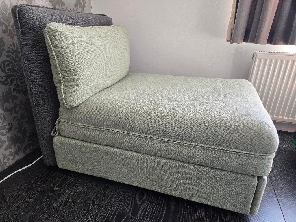 Vallentuna slaapfauteuil (1p) +hoofdbord +kussen, nieuw, Ophalen, Eenpersoons, Zo goed als nieuw, 80 cm