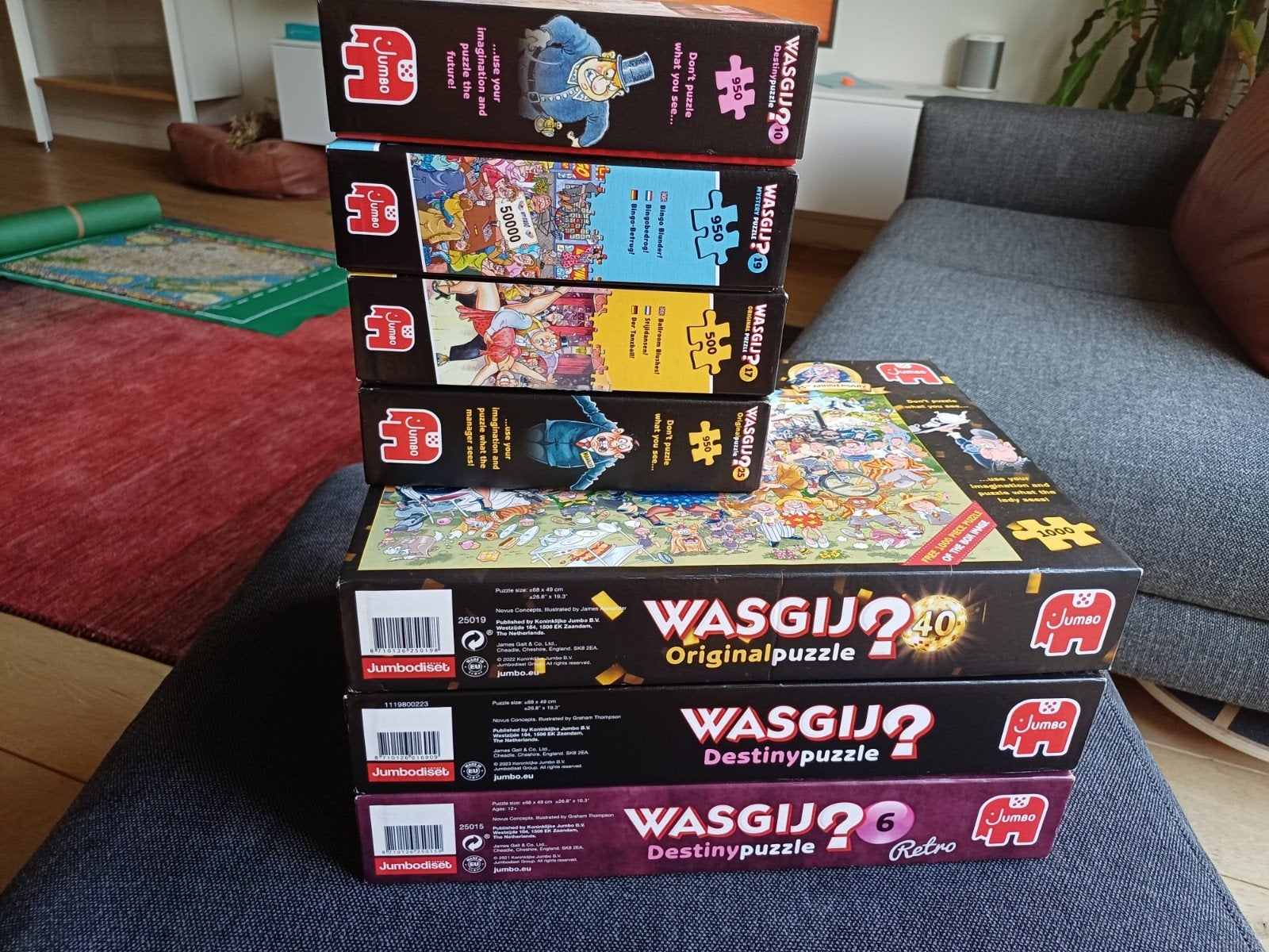 Grote collectie Wasgij puzzels - 7 stuks, Ophalen of Verzenden, 500 t/m 1500 stukjes, Zo goed als nieuw, Legpuzzel