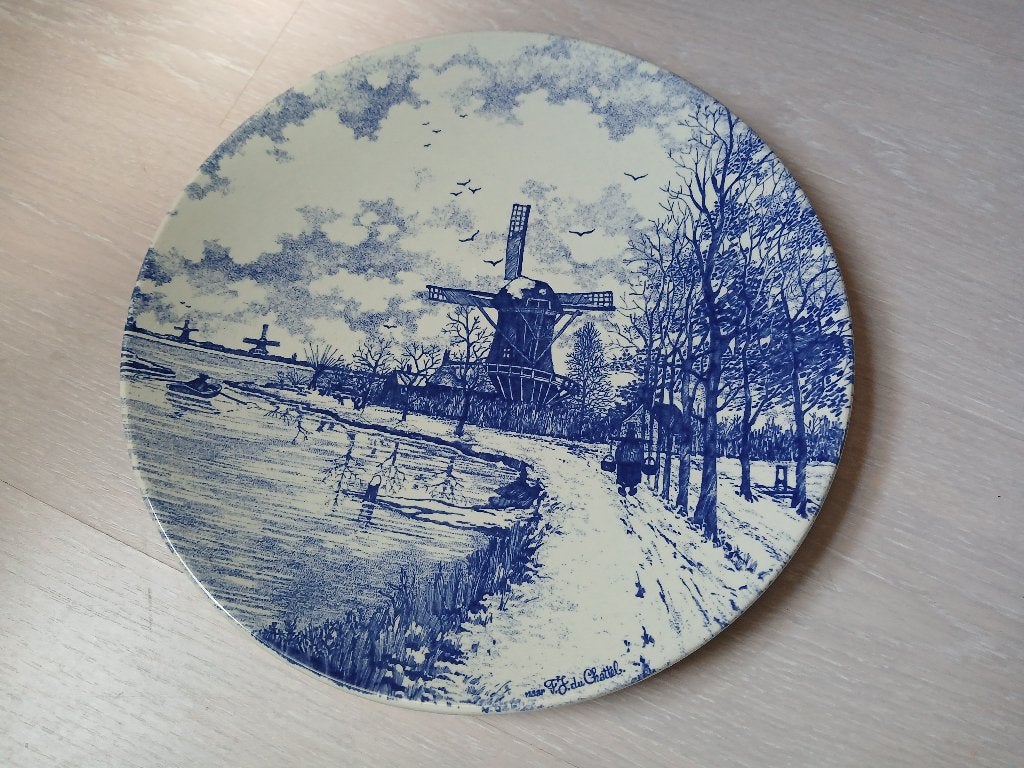 Delfts blauw wandbord naar F.J. du Chattel (PERFECTE STAAT), Antiek en Kunst, Antiek | Wandborden en Tegels, Ophalen of Verzenden
