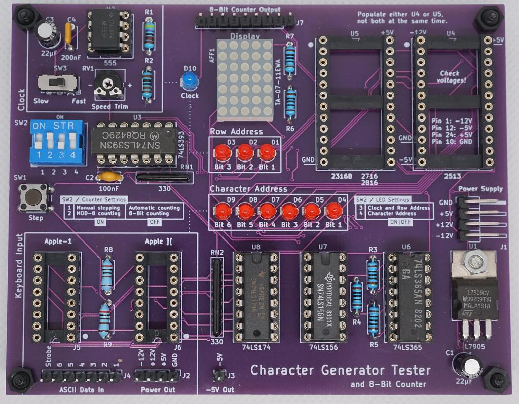 Character Generator Tester DIY Kit voor Apple-1 en Apple ][, Ophalen, 8BitFlux