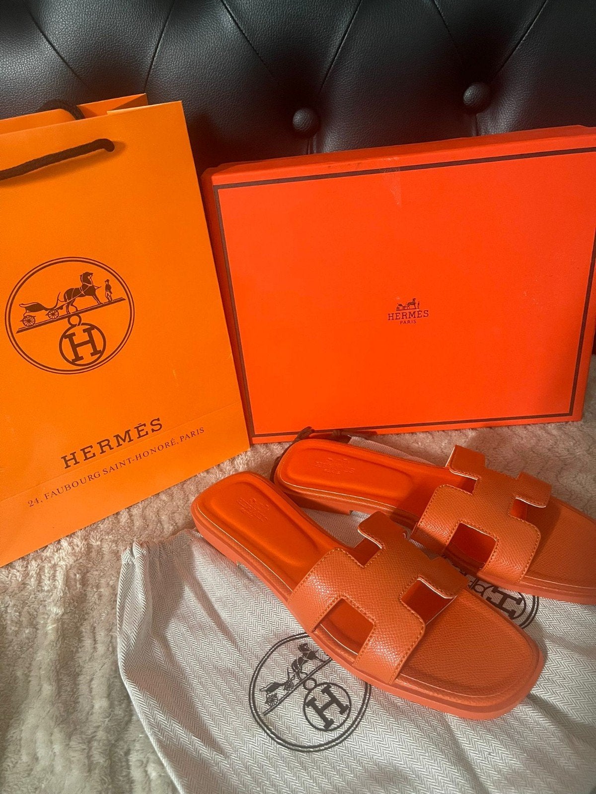 LAATSTE! Hermes Oran Slippers (miumiu,dior,gucci), Nieuw, Oranje, Ophalen of Verzenden, Hermes